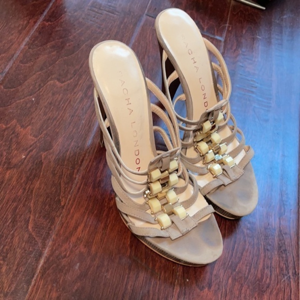 Sacha London studded strappy heels neutral color